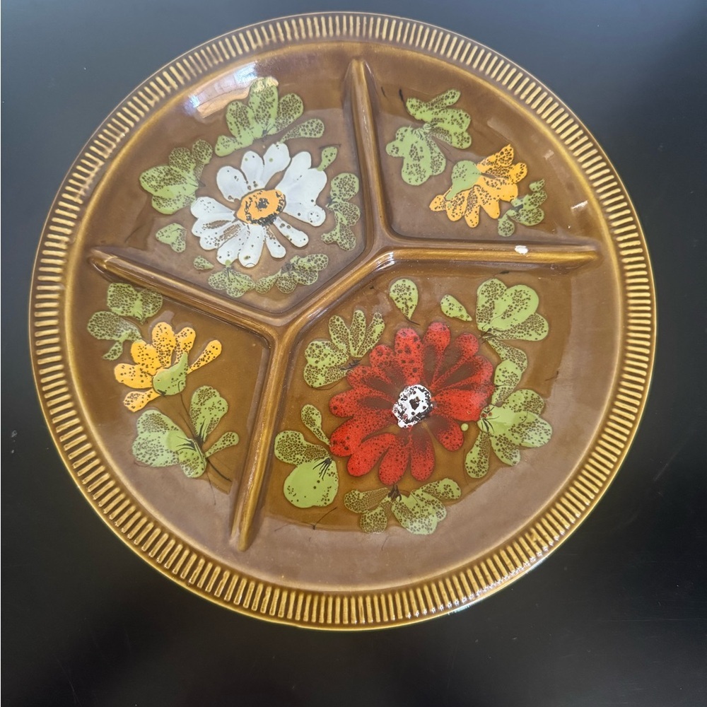 Vintage Italian Floral Divided Plate